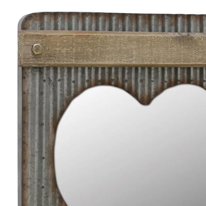 

Corrugated Metal and Wood Heart Shaped Wall Mirror Decor