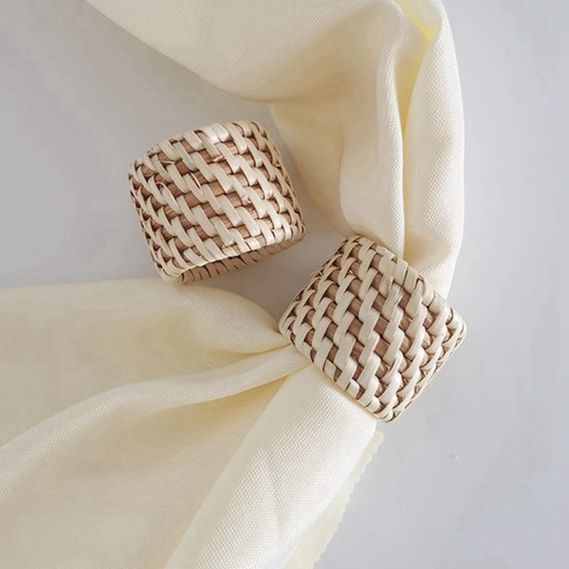 Плетеные кольца для салфеток из ротанга кольцо в фермерском стиле натуральный