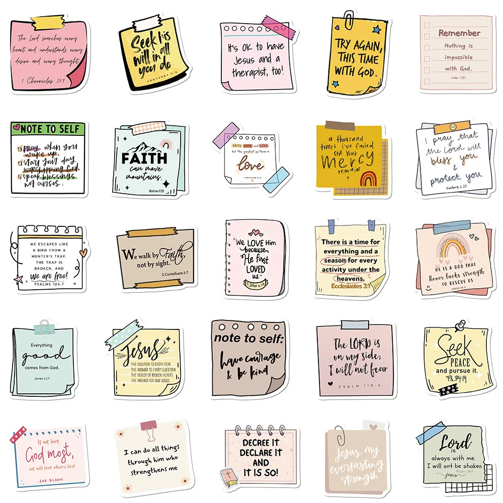10/50 шт. милые мотивационные слова христианские религия библейские наклейки