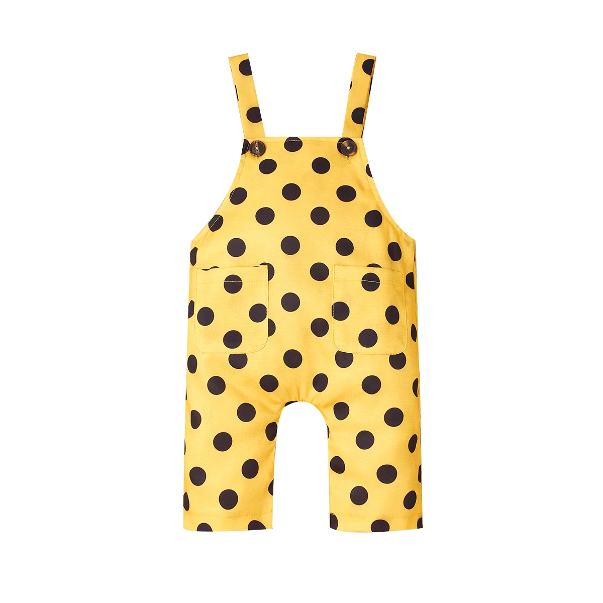 

Newborn Baby Girl Overalls Romper Polka Dots Square Neck Pocket Jumpsuit Button Adjustment Infant Girl Summer Clothes