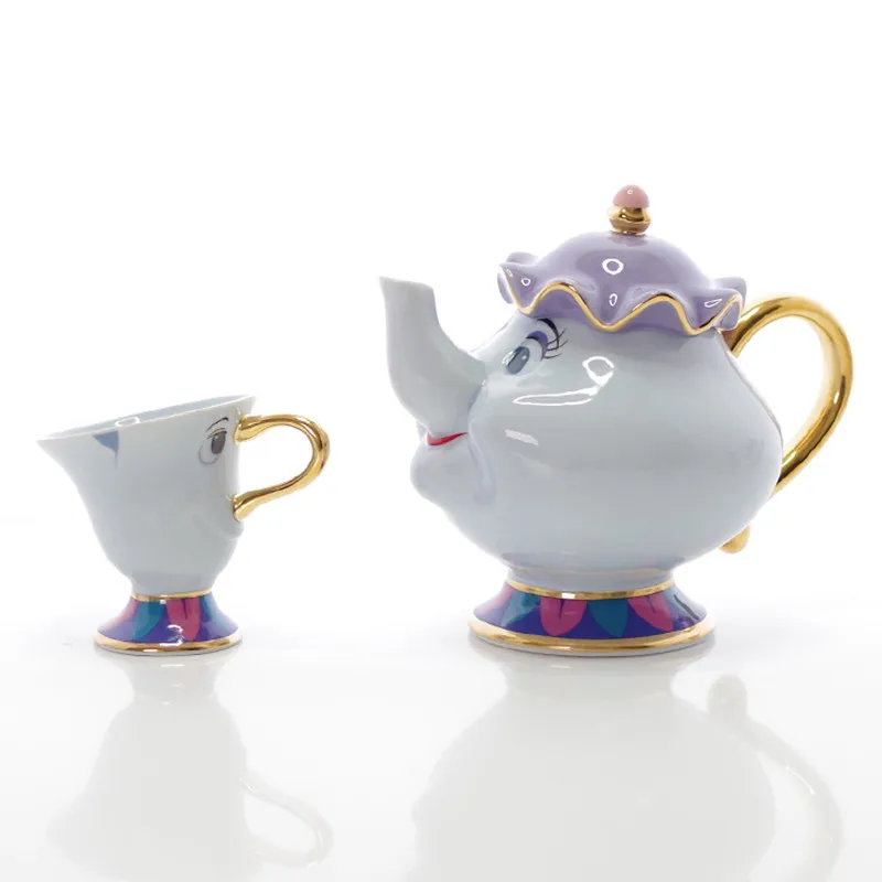 

Cartoon Beauty And The Beast Tea Set Teapot Cup Mrs Potts Sugar Pot Bowl Chip Mug Plate Saucer Kettle Milk Coffee Creative Gift