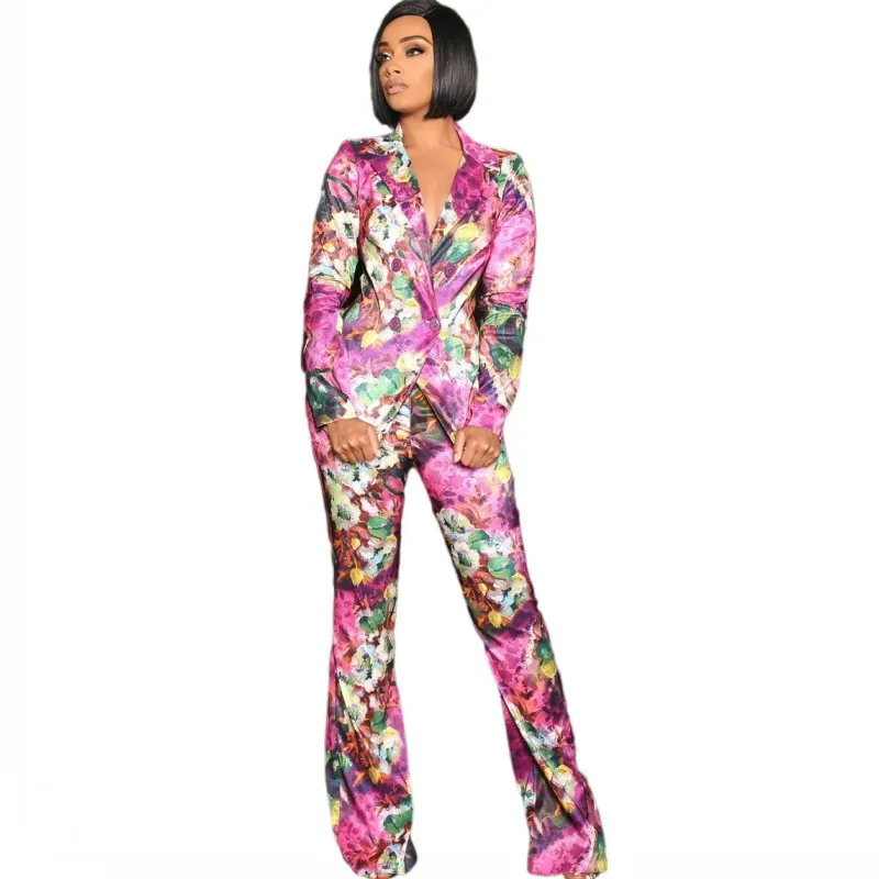 

African Blazer Clothes For Women 2 Piece Set Tops And Pant Suits Sets Spring Dashiki Print Bazin Riche African OL Blazer Outfits