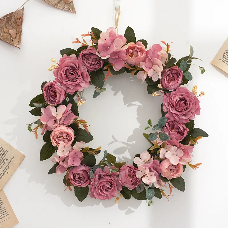 

Artificial Flowers 34cm Hydrangea Wreath Wall Wall Hanging Creative Diy Vase Flower Arrangement Floral Decoration