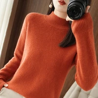 cashmere sweater women half high collar warm basic pullovers female autumn and winter solid jumper