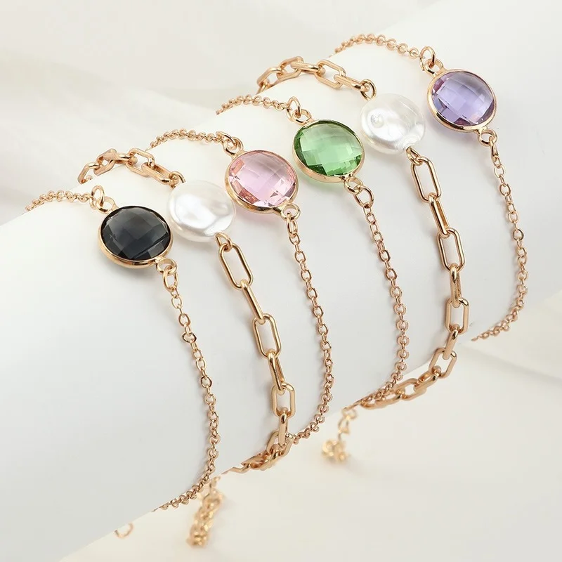 

2022 Wholesale European and American Style Jewelry Retro Fashion Temperament Gemstone Pearl Multicolor 3-piece Bracelet Set