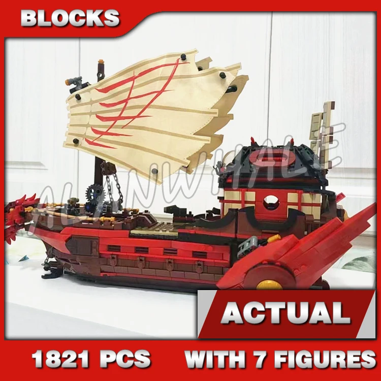 1821 шт. Shinobi Legacy Destiny's Bounty Boat Battle Ship Moving Sails Samurai X 11558 Наборы строительных блоков