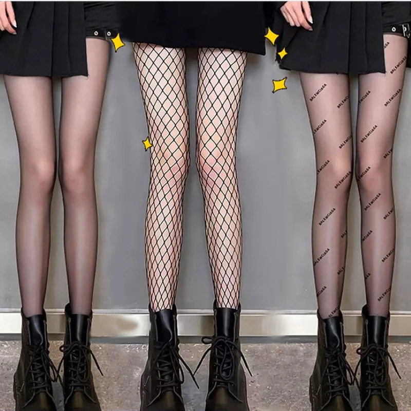 

Women's Long Fishnet Mesh Nylon Tights Body Stockings Pantyhose High Waist Thigh Sheer Pantyhose Female Elastic Hosiery