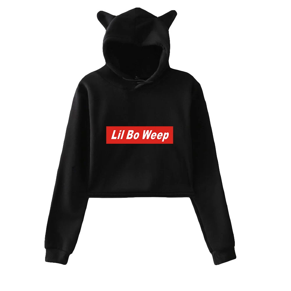 

Lil Bo Weep Merch Pullover Cat Cropped Hoodie Crop Top Women's Hoodies 2022 Pop Singer Rest in Peace Youthful Clothes