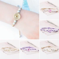 1pc ladies woven rope in glass bracelet flower adjustable girls gifts jewelry
