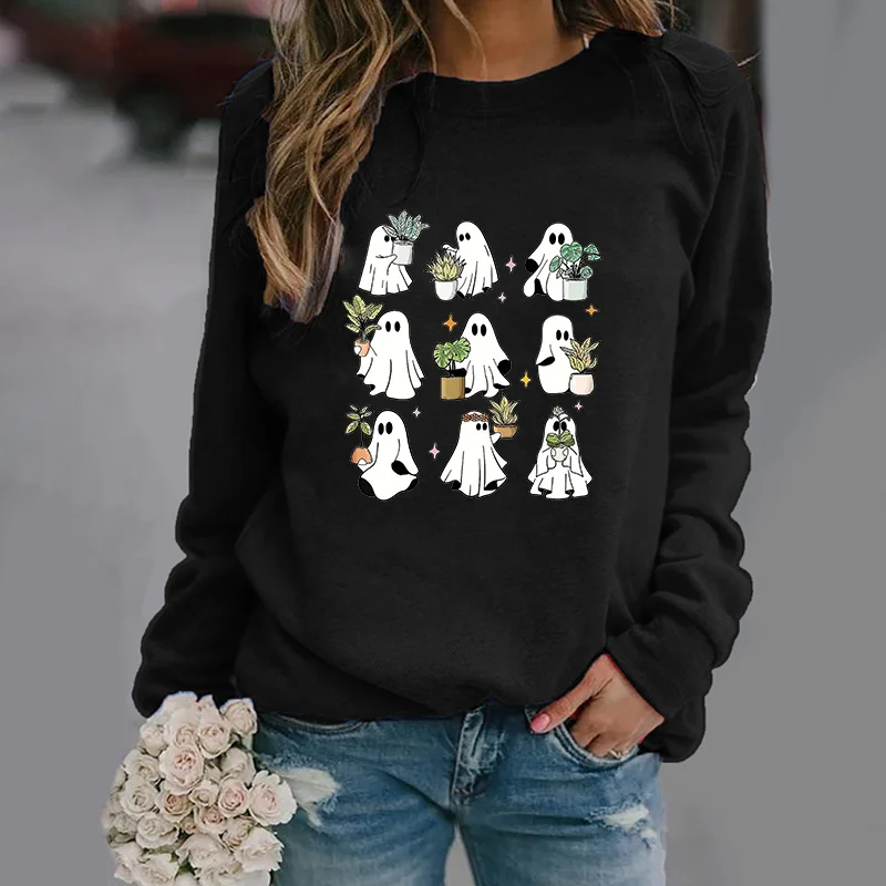 Женский Повседневный пуловер с длинным рукавом милый свитер рисунком призрака