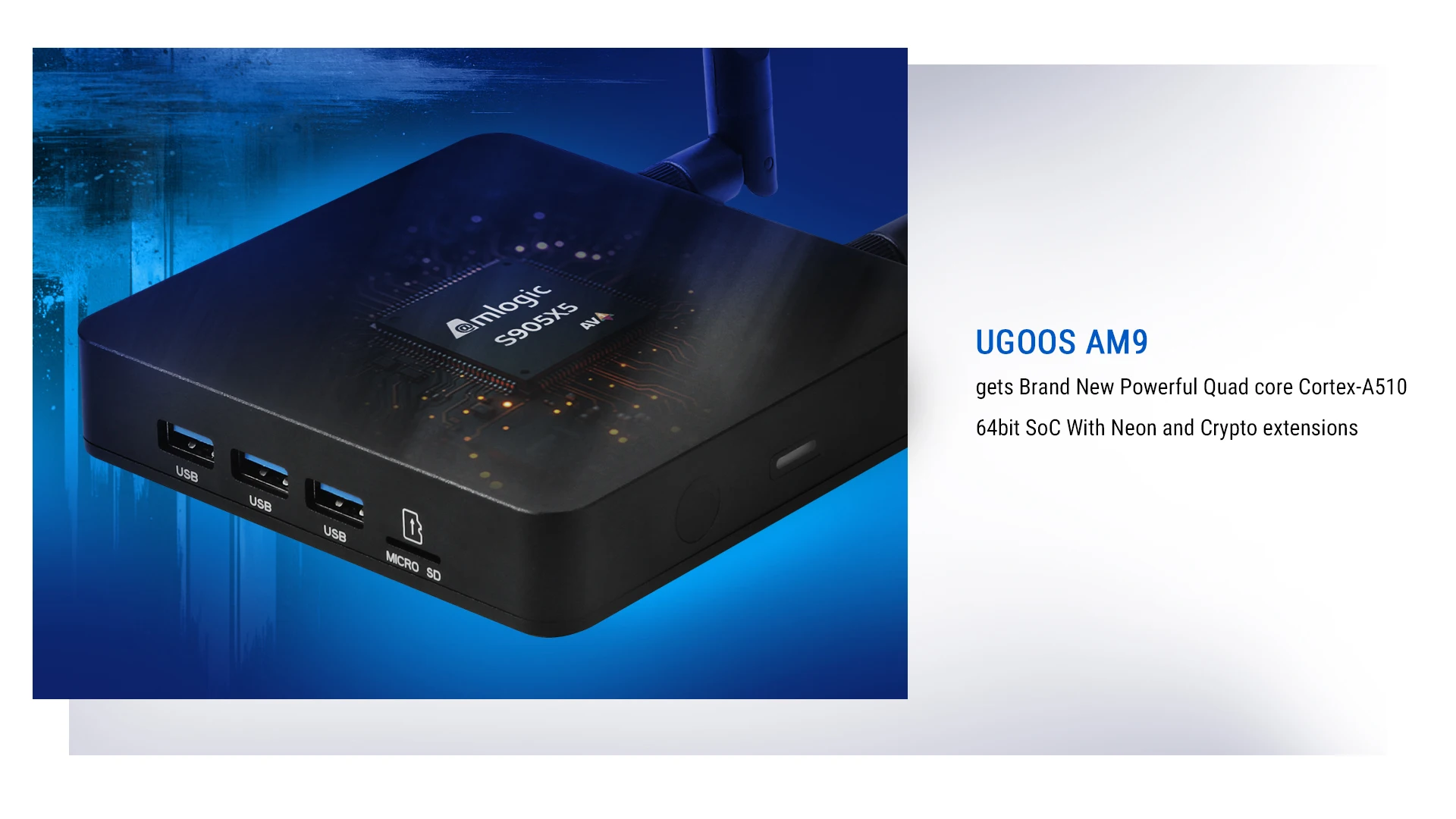 Фото Оригинальная смарт-приставка Ugoos AM9 Android 14 Amlogic S905x5 LPDDR4X 4 ГБ 64 ГБ WiFi BT5.2 LAN 1000M с голосовым пультом дистанционного управления BT Top Box №4