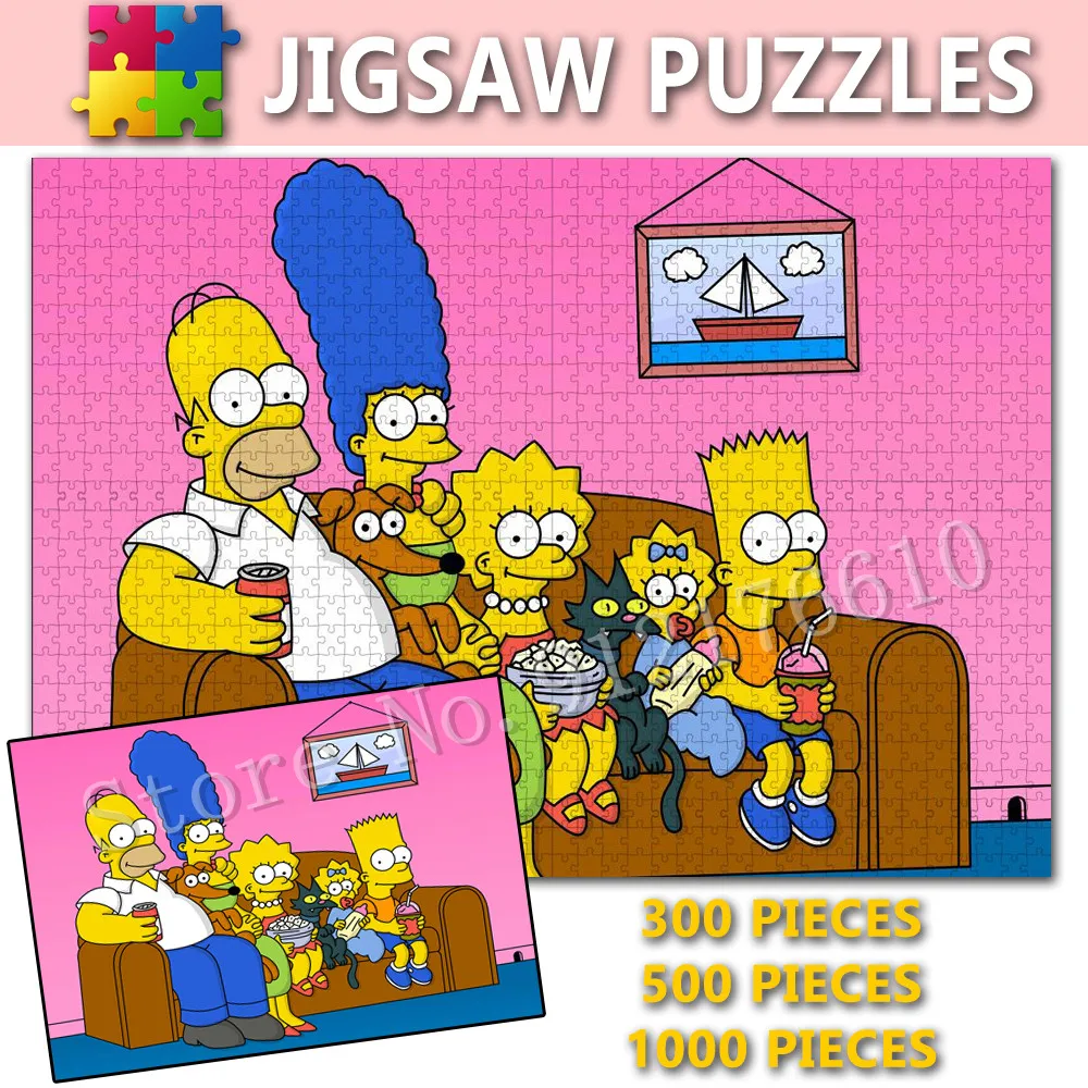 

Disney Jigsaw Puzzles 300/500/1000 Pieces The Simpson Family Paper Puzzle for Adult Game Toys Decompress Educational Kids Gifts