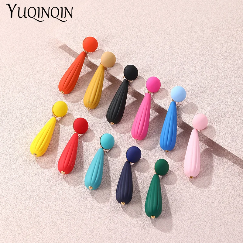 

Korean Colorful Cute Hanging Drop Earrings For Women Luxury Arcylic Water drop Long Big Earring for Grils Party Dangle Brincos