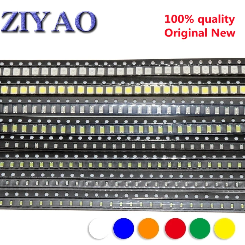 200 шт./лот 0603 0805 1206 3528 5050 SMD LED красный желтый зеленый Белый Синий Оранжевый