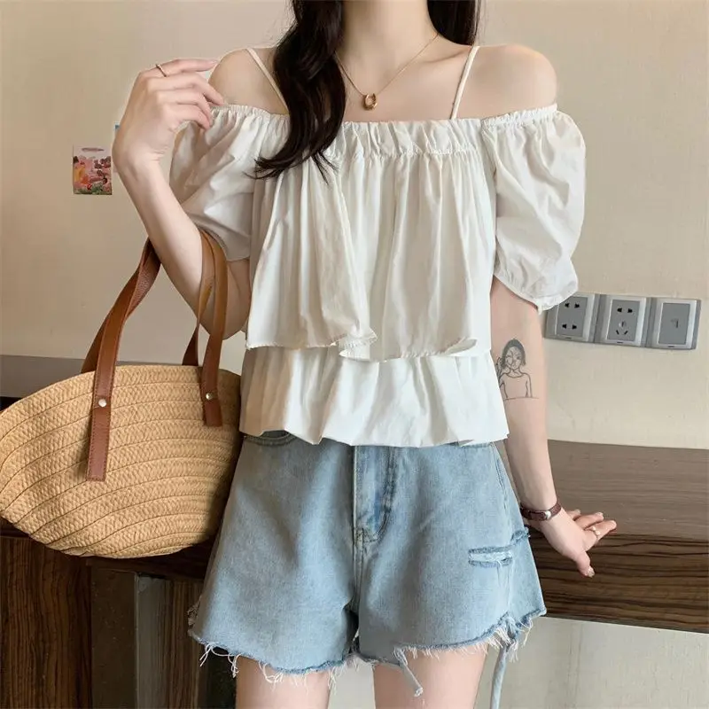 EIKFI женская блузка с короткими рукавами в корейском стиле свободная летняя