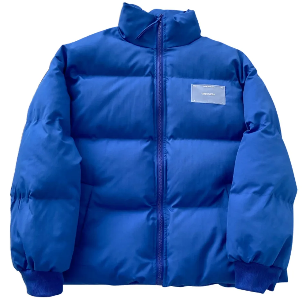 

Женская Стеганая куртка на молнии, синяя утепленная куртка на хлопковом наполнителе с воротником-стойкой, свободная верхняя одежда в Корей...