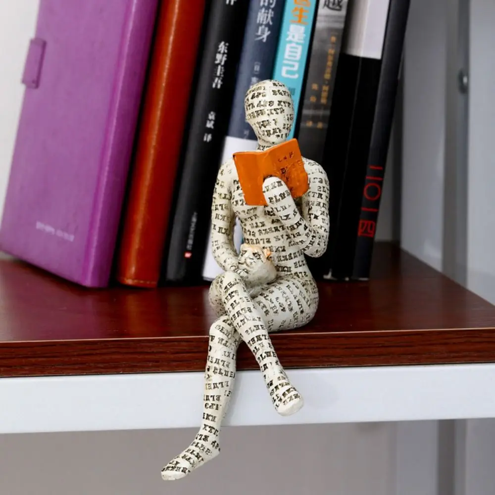 

High-end Unique Resin Reading Books Girls Figurine Exquisite Retro Fade Resistant Bookshelf Ornaments Durable Art Design Gift
