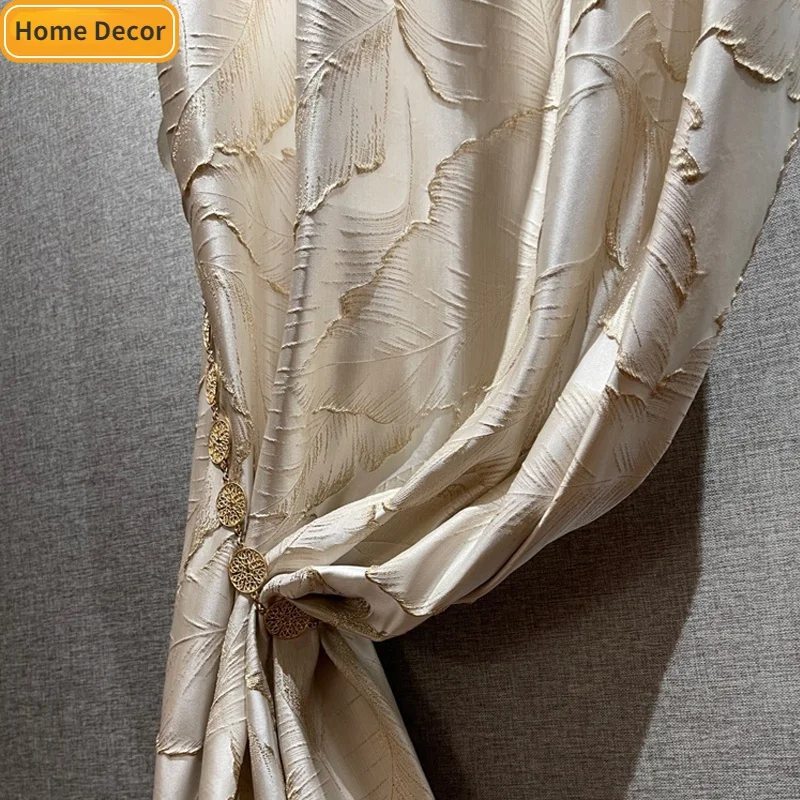

New French Embossed Jacquard Thickened Curtains for Living Room Bedroom Blackout Home Decoration Customization Simple High-end