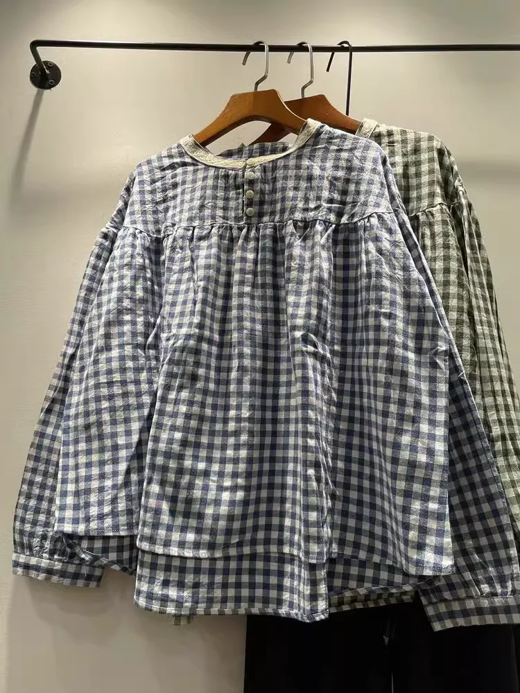 Женская блузка с длинным рукавом осенне-зимняя хлопковая в стиле ретро 134 см