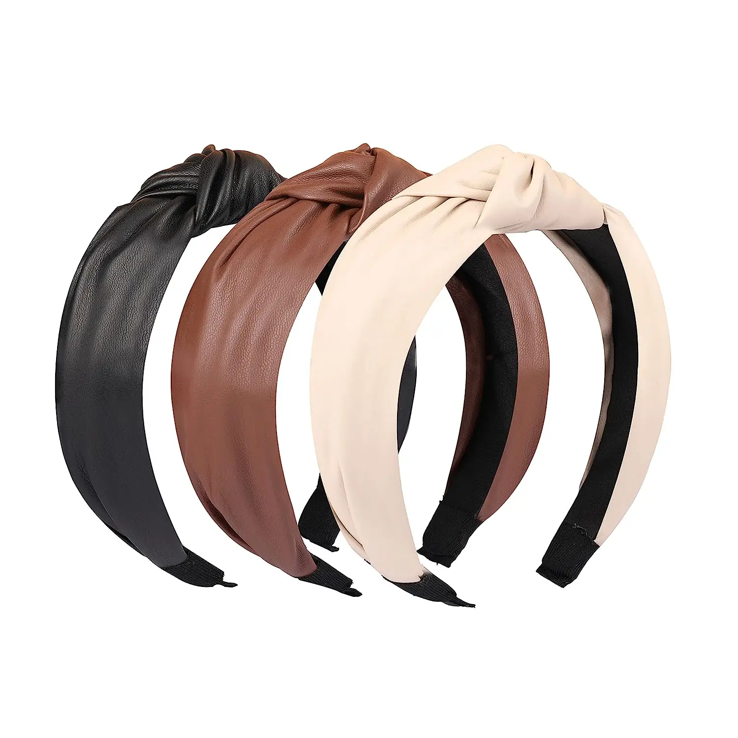 

New Pu Leather Knotted Headband for Women Hair Hoop Brown Beige Black Twisted Artificial Leather Hair Band Hair Accessories