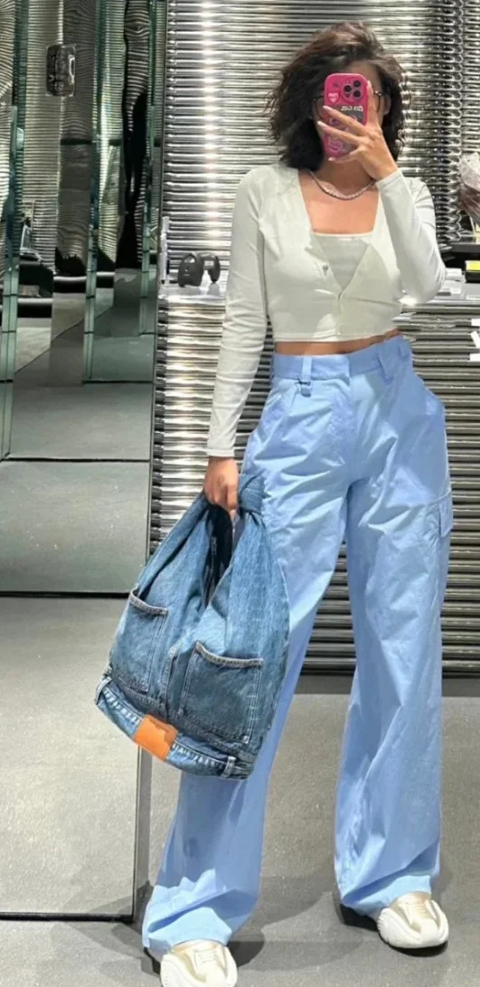 

139003 Fashion Classic Trendy Luxury Designer cloth Versatile two color cargo pants