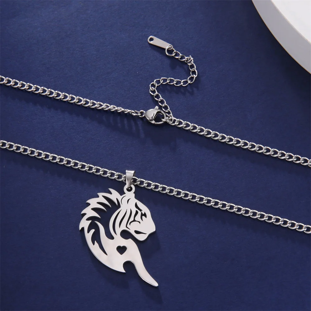 

My Shape Punk Animals Lion Wolf Pendants Necklaces for Men Women Stainless Steel Link Chain Fashion Jewelry Gifts Bros Boys Male
