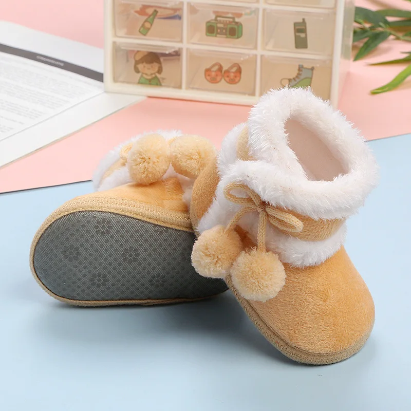 

Newborn Cute Cartoon Warm Toddler Boots Winter First Walkers Baby Girls Boys Shoes Soft Sole Fur Snow Booties for 0-18M