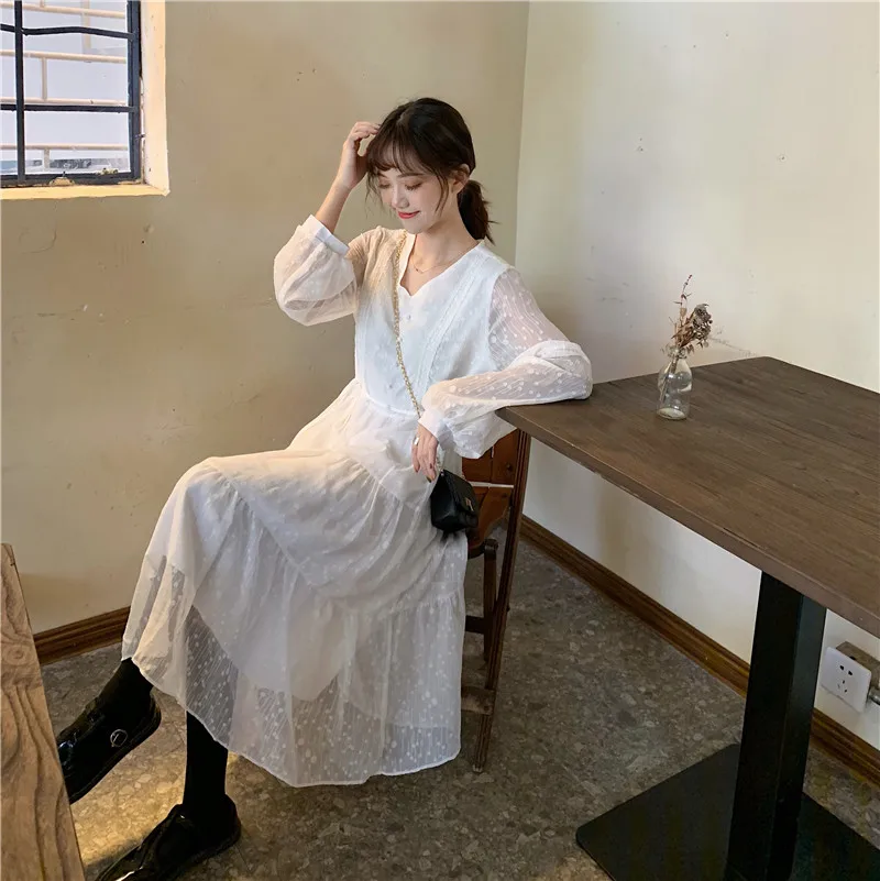 

COIGARSAM Women Long Dress White Dresses Dropshipping