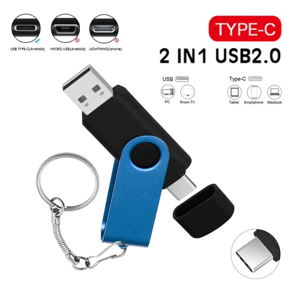 OTG USB флэш-накопитель 2 в 1 256 и Type-C 128 ГБ 64 32 16 высокоскоростные флэш-накопители