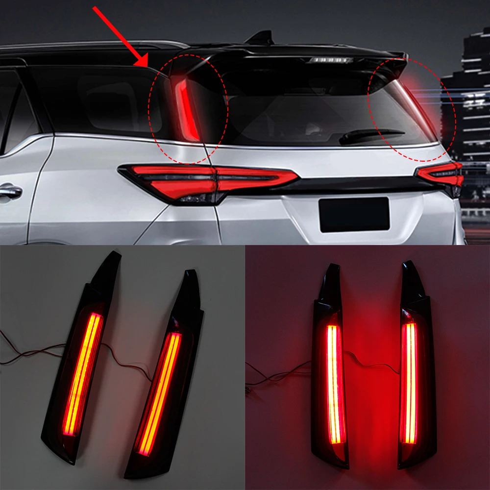 

OKEEN 2Pcs Led Rear Reflector Pillar Light For Toyota Fortuner 2015 2016 2017 2018 2019 Car Driving Taillight Brake Warning Lamp