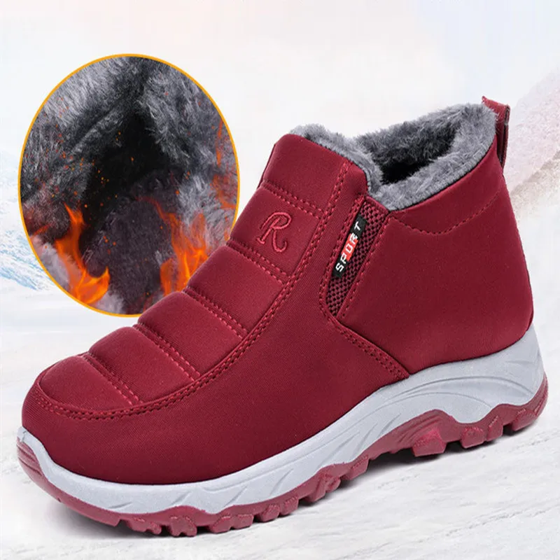 

Женские ботинки унисекс, зимняя обувь, женские водонепроницаемые зимние ботинки, женская повседневная обувь без шнуровки, плюшевая обувь, м...