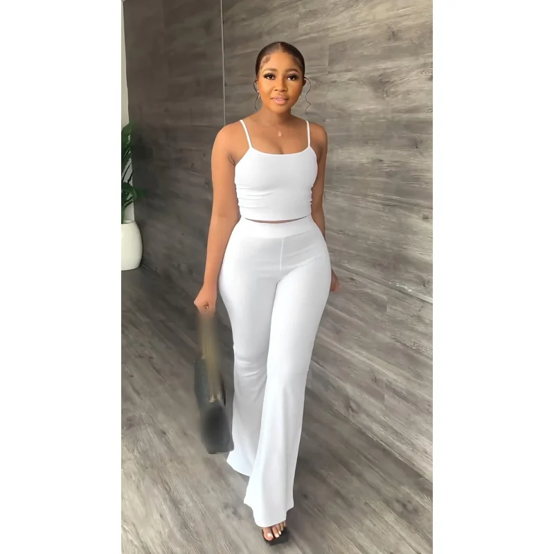 

Женский комплект из двух предметов, летний комплект из двух предметов с брюками и укороченным топом, женская одежда, летний наряд для женщин 2022