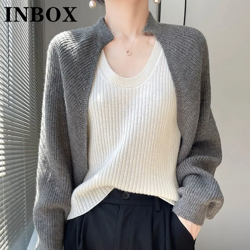 

Raglan Sleeve Knited Women's Shawls 2023 Korean Style Bat Sleeves Short Sweater Ladies Fashion Cardigans Female