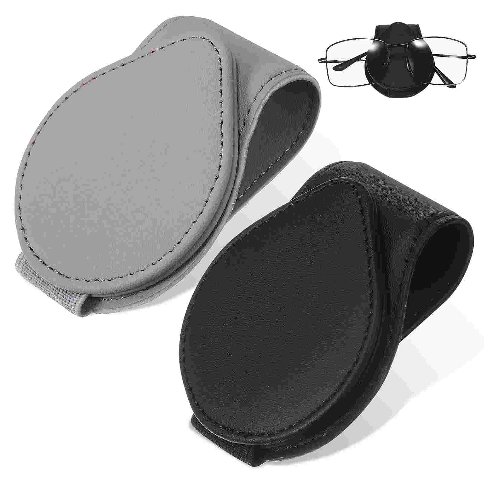 

2 Pcs Car Glasses Case Sunglasses Clip Black Gray 2pcs Visor Holder Fame Eyeglass Eyeglasses Magnetic Vehicle