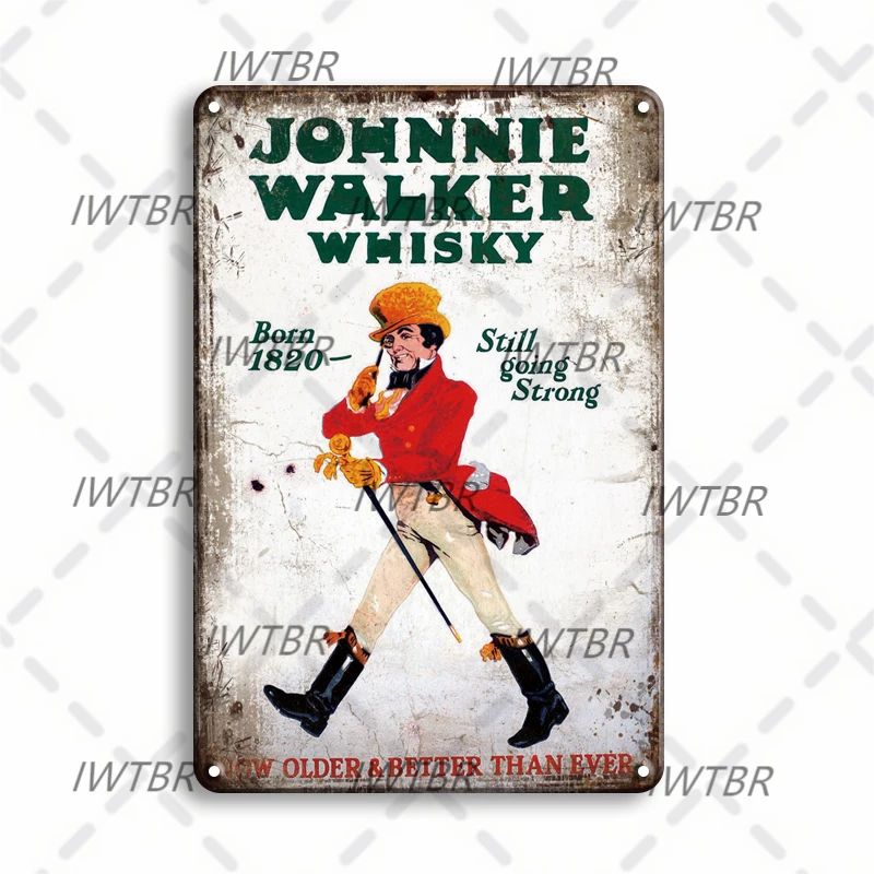 

Декор Johnnie Walker, шотландский виски, металлический жестяной логотип, винтажное искусство на стену, декор для бара, кофейни, клуба, дома