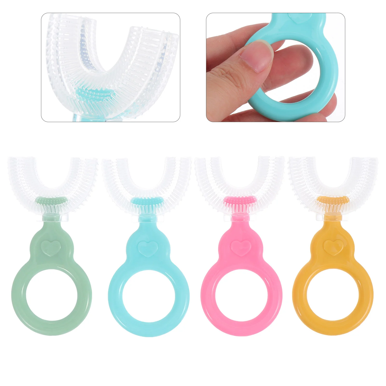 

4 Pcs Manual U-shaped Oral Cleaning Rechargeable Adorable Kids Cleaner Silica Gel Children Full Mouth