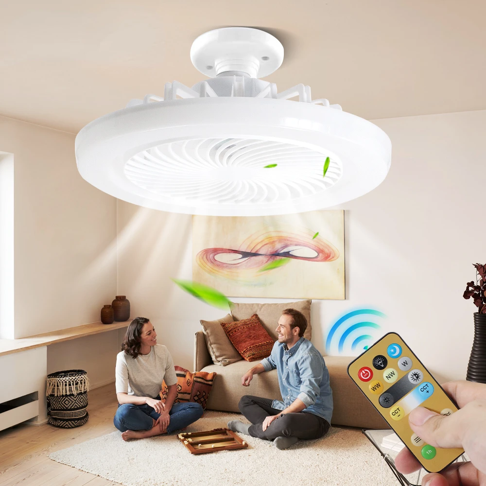 

E27 Portable Lamp Home Ceiling Fan Light for Living Room Bedroom Muted All-in-one Fan Light Ceiling Fan