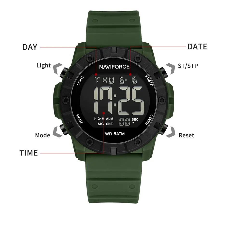 Часы наручные NAVIFORCE мужские спортивные модные брендовые многофункциональные