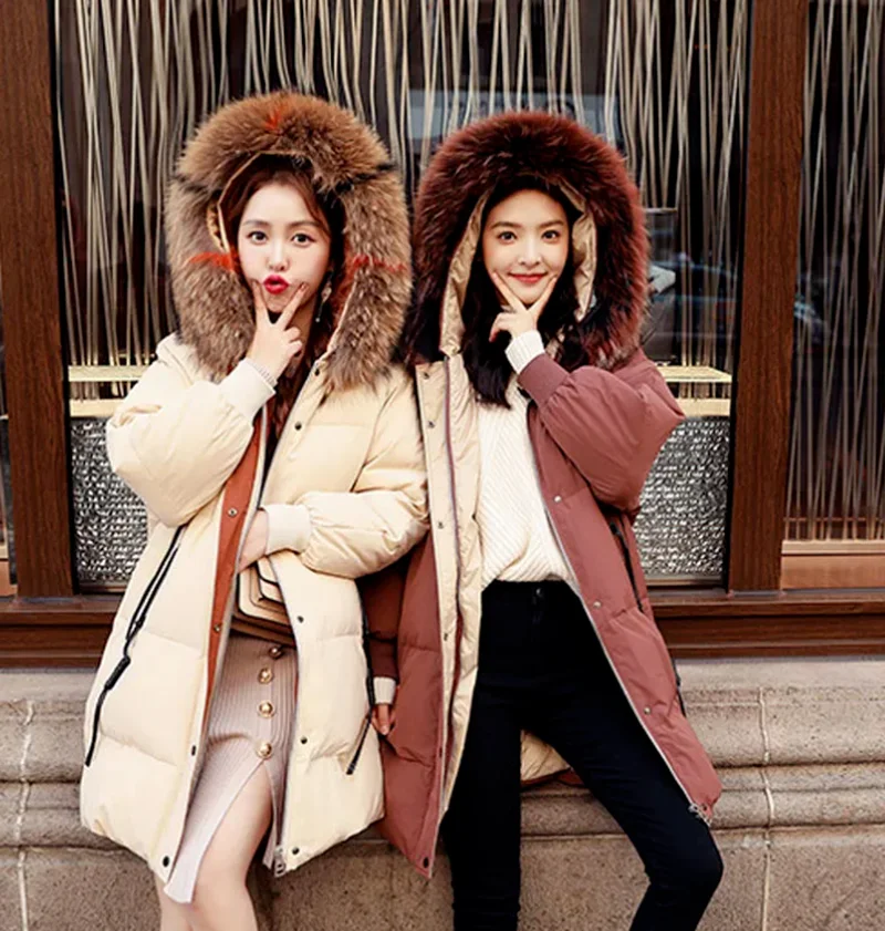 Winter Jacket Women Parka Warm Down Cotton Coats Female Loose Hooded Long SleeveThicken Oversize Women Winter Coat Padded Black