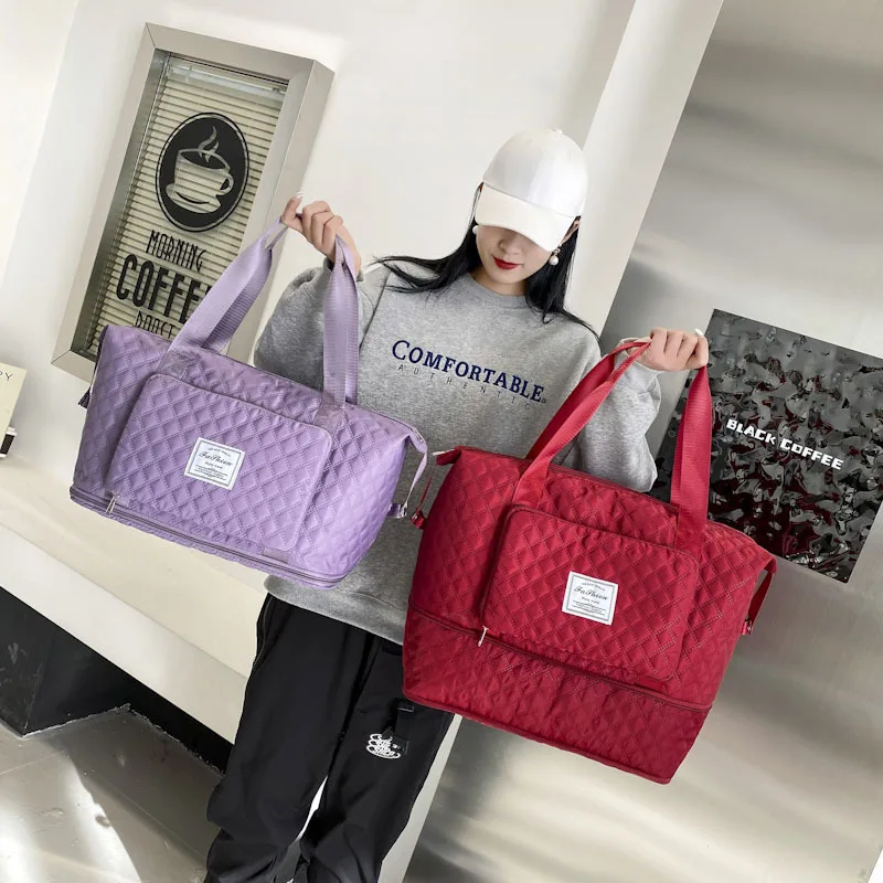 Foldable Travel Bag Wet-Dry Separation Waterproof Handbag Large Capacity Lingge Tote Bag WomenGym Yoga Shoulder Bags organizers