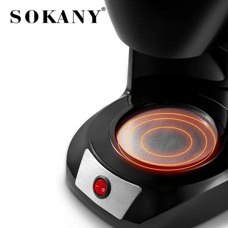 Черная капельная Кофеварка Sokany объемом л 6-12 чашек стеклянный горшок тепловой
