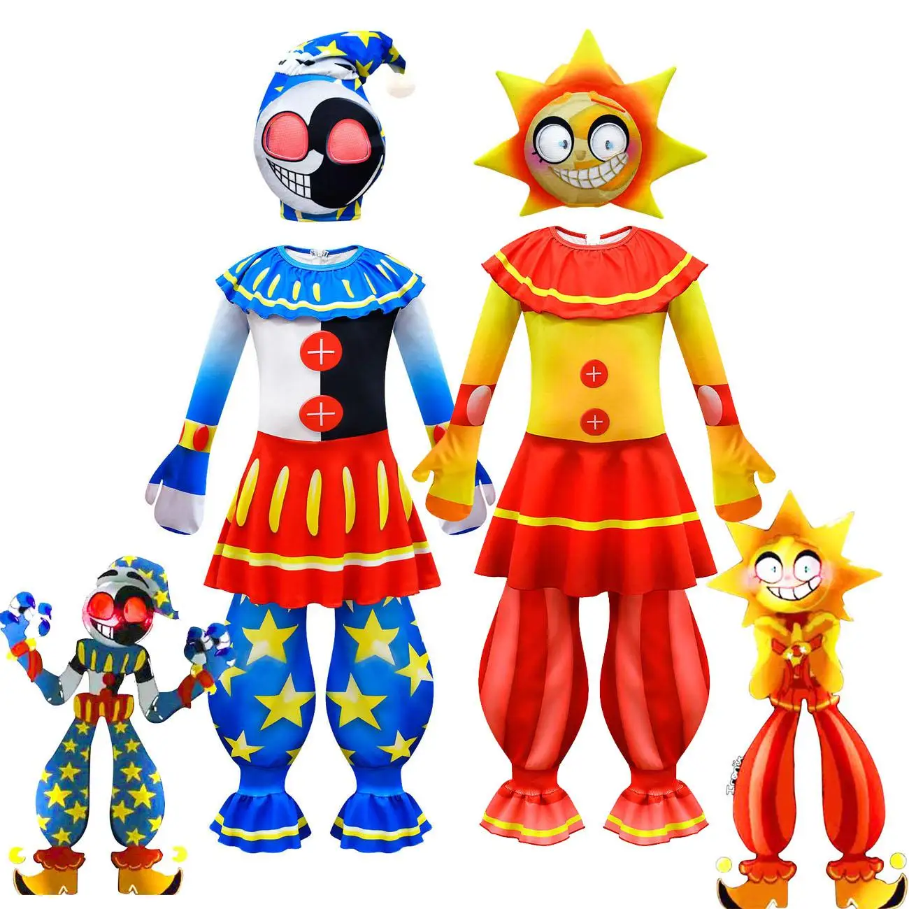 Anime Sundrop Moondrop Fnaf Cosplay Clothing Kids Halloween Costumes Boys Girls Bodysuit Cartoon Carnival Birthday Gift