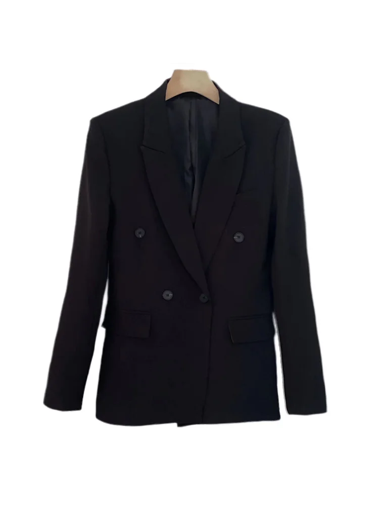 

BM&MD&ZA 2675536 Women 2022 New Fashion Double Breasted Blazer Coat Vintage Long Sleeve Pockets Female Outerwear Chic 2675/536