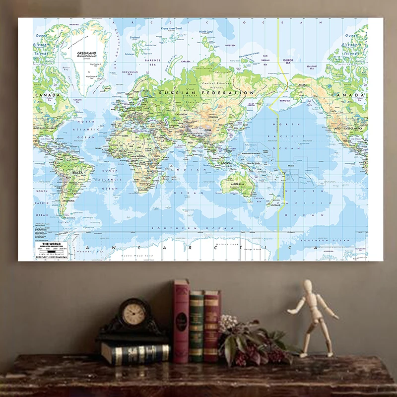 

The World Map Mercator Projection 150x100cm Vinyl Spry World Map without National Flag