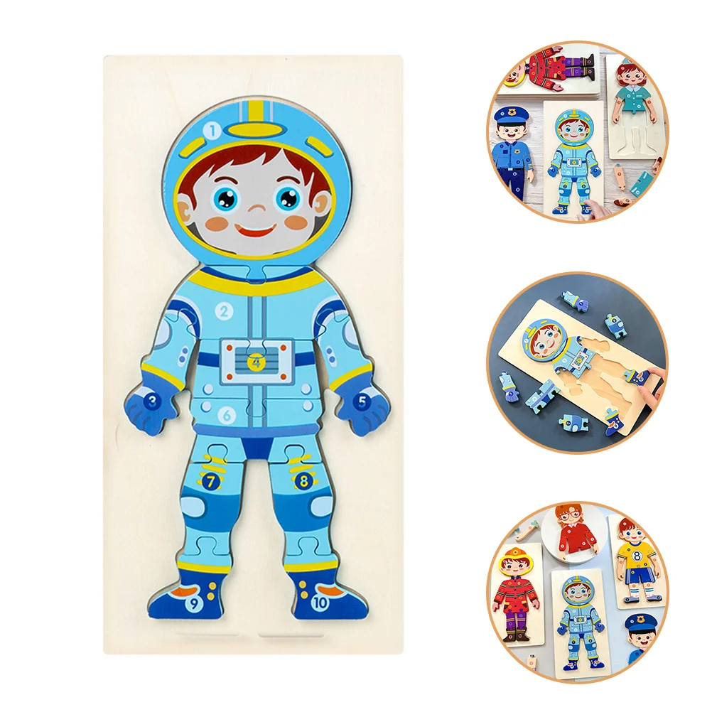 

Wooden Toys Kids Character Puzzle Montessori 3 Year Old Profession Puzzles Ages 3-5 2 Jigsaw Baby Human body