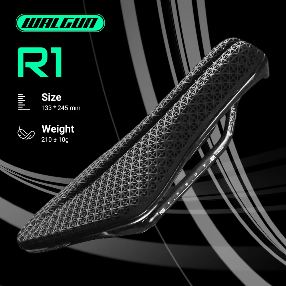 Велосипедное седло WALGUN R1 из карбона, напечатанное на 3D-принтере, для триатлона, гонок на время, шоссейных гонок, монококовое, с овальными направляющими 7*9, велосипедное седло. (art.: 3920dbdade0fe) - 3920dbdade0fe