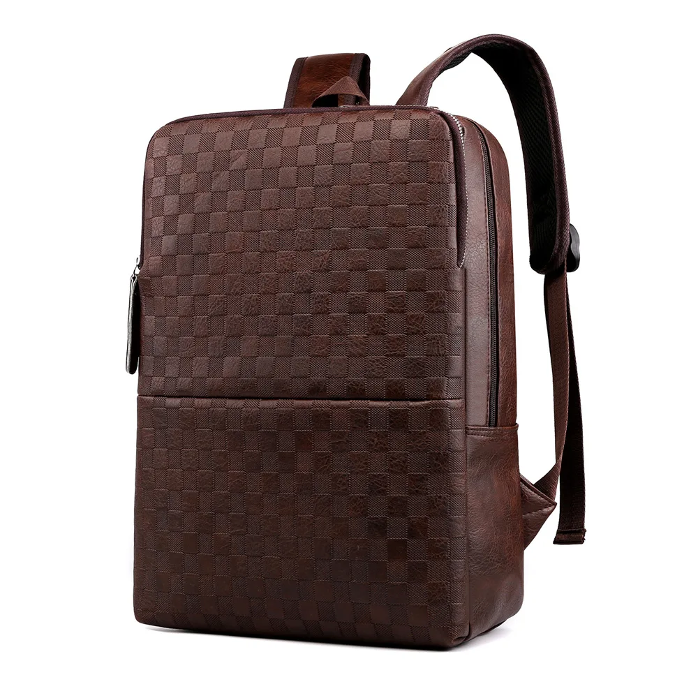 Soft Pu Leather Men's Backpack Student Boys School Bags Computer Bag