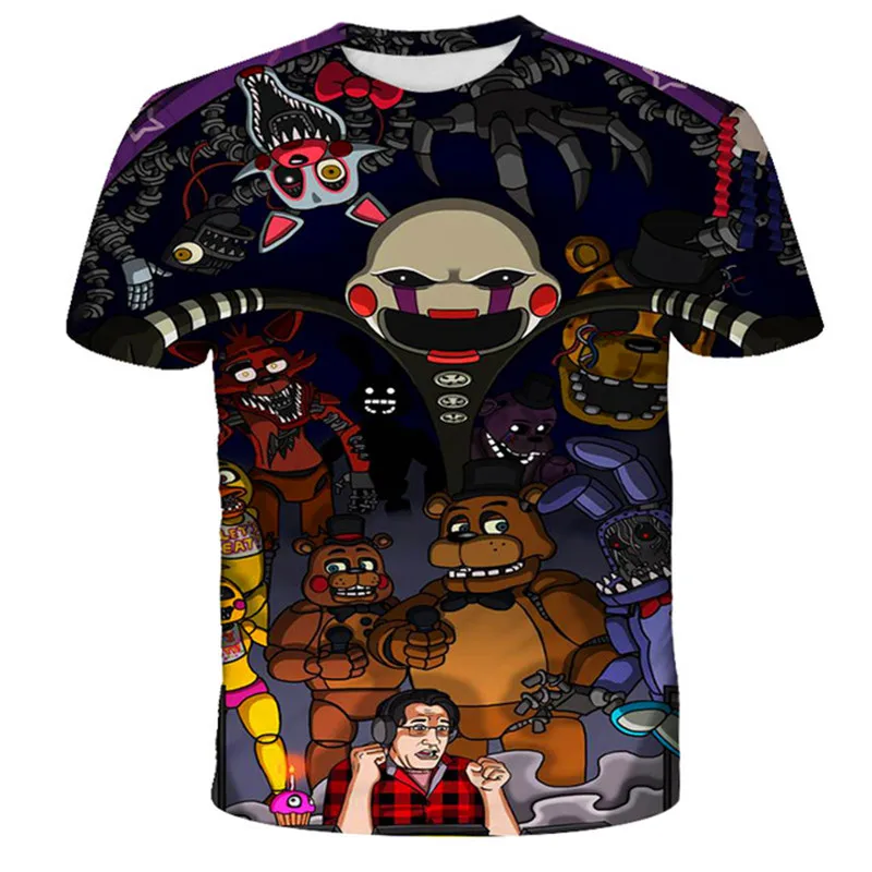 

Five Nights at FNAF Printed T Shirts Boys Girls Short Sleeves Kids T Shirt Top Anime T Shirt Kids Clothes for Kids Sizes 3t-14t