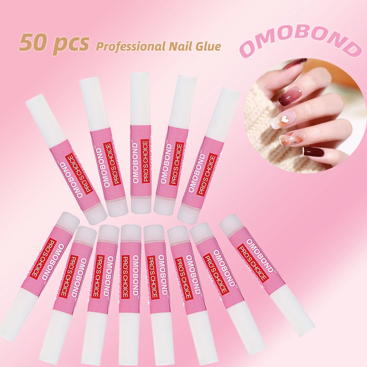 

50 шт. искусственная кожа, длительный срок службы, быстросохнущий клей, супер склеивание, прочные влагостойкие акриловые гвозди