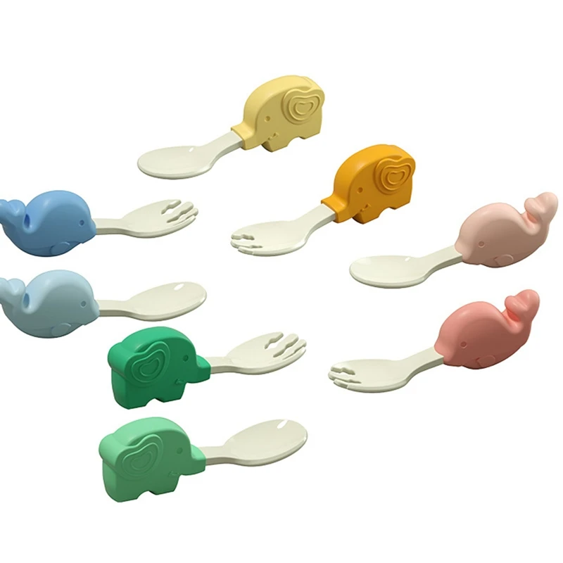 

Baby Gadgets Tableware Set Children Utensil Soft PP Toddler Dinnerware Cutlery Cartoon Infant Food Feeding Spoon Fork